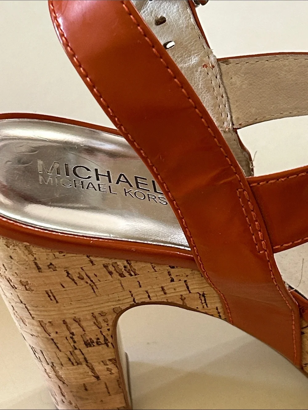 Michael Kors burnt    Orange Cork Platform Sandals - Chunky Heel
